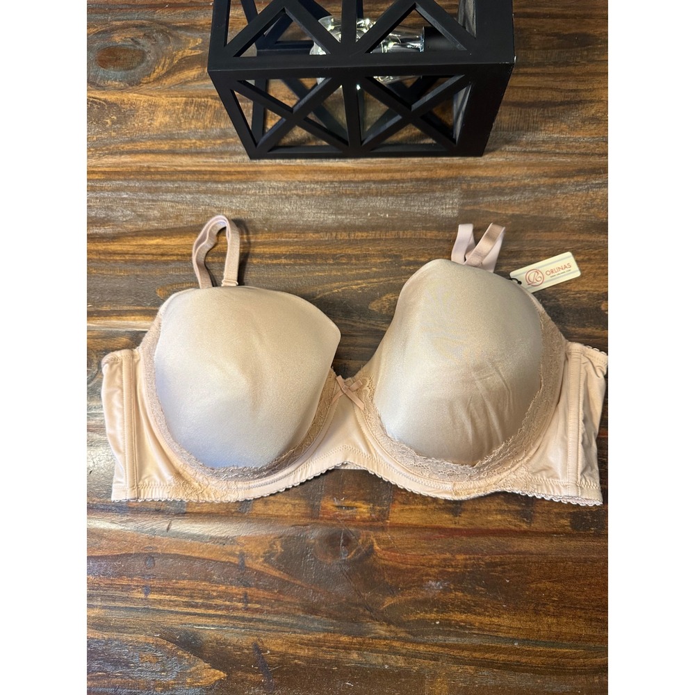 Orlinas 42G Full Coverage Underwire Bra‎ Beige Lace Trim New With Tags